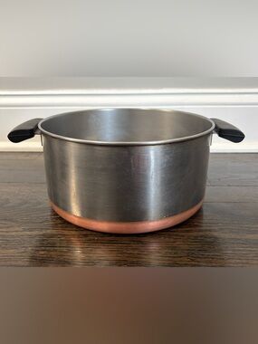 Revere Ware 1801 Copper Bottom 4.5 Qt Stock Pot Double Ring Pre 1968 NO LID